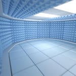 CGI render of a soundproof room