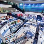 Modern sopping mall with escalators